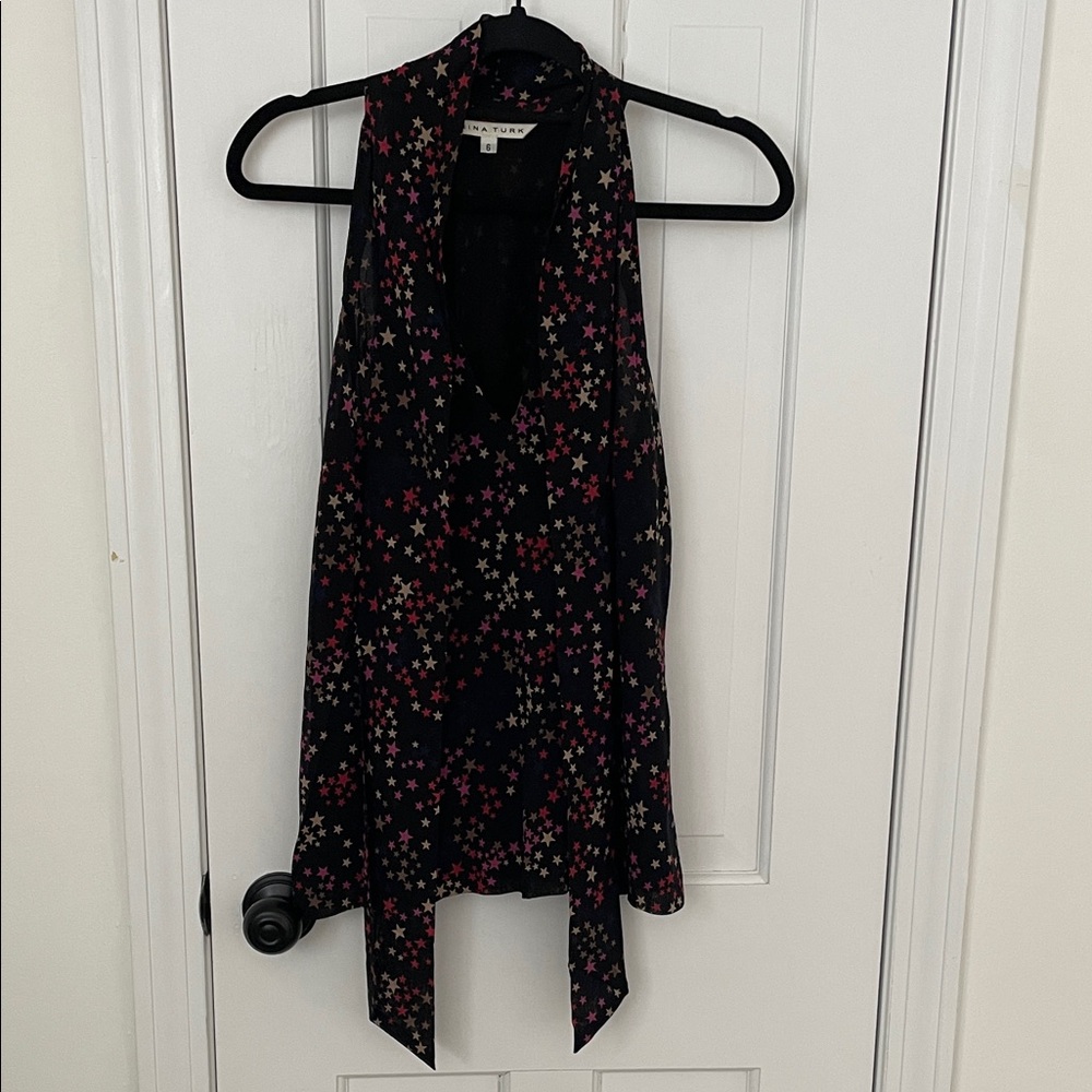 Trina Turk Black Star-Patterned Blouse